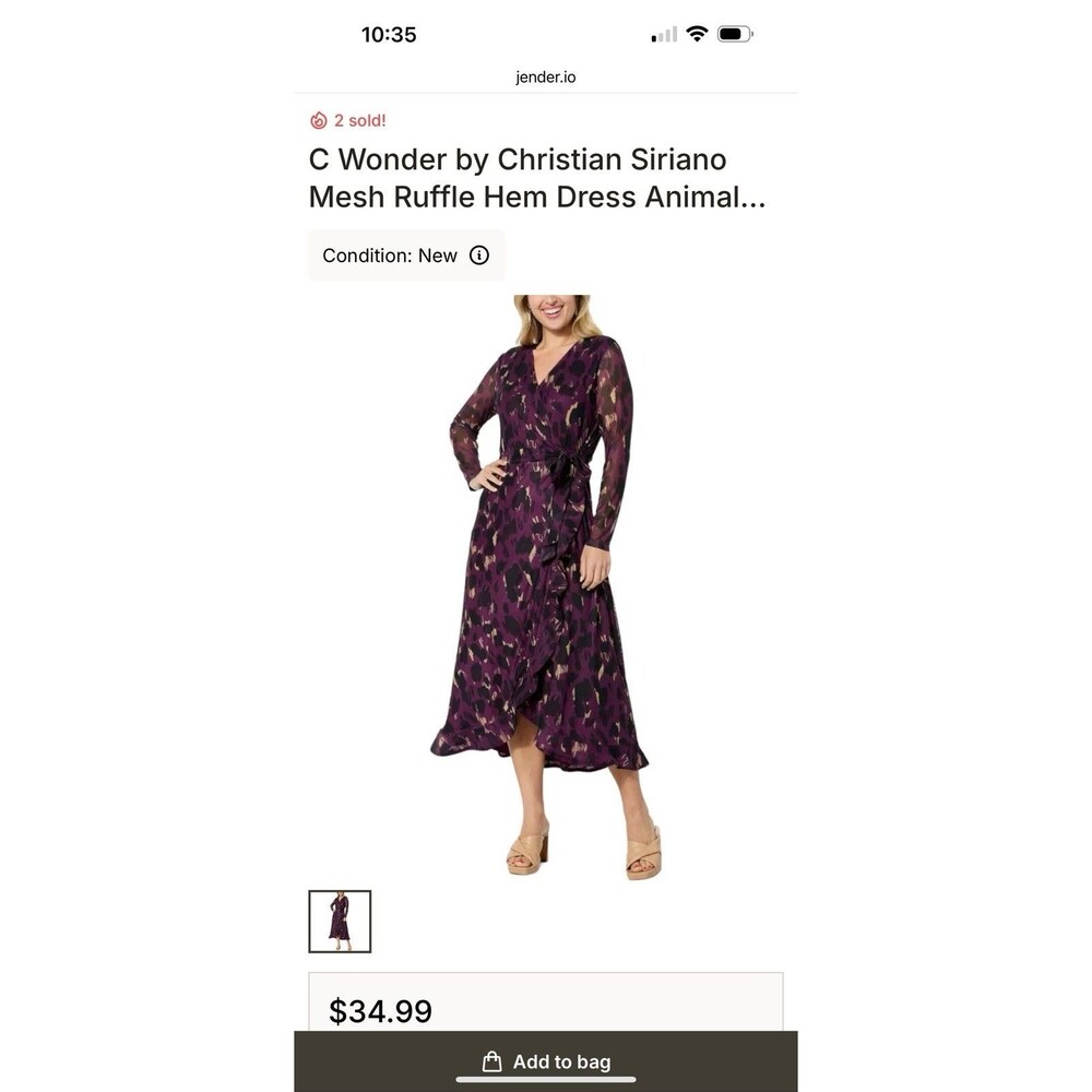 Christian‎ Soriano Midi Wrap Dress New Small